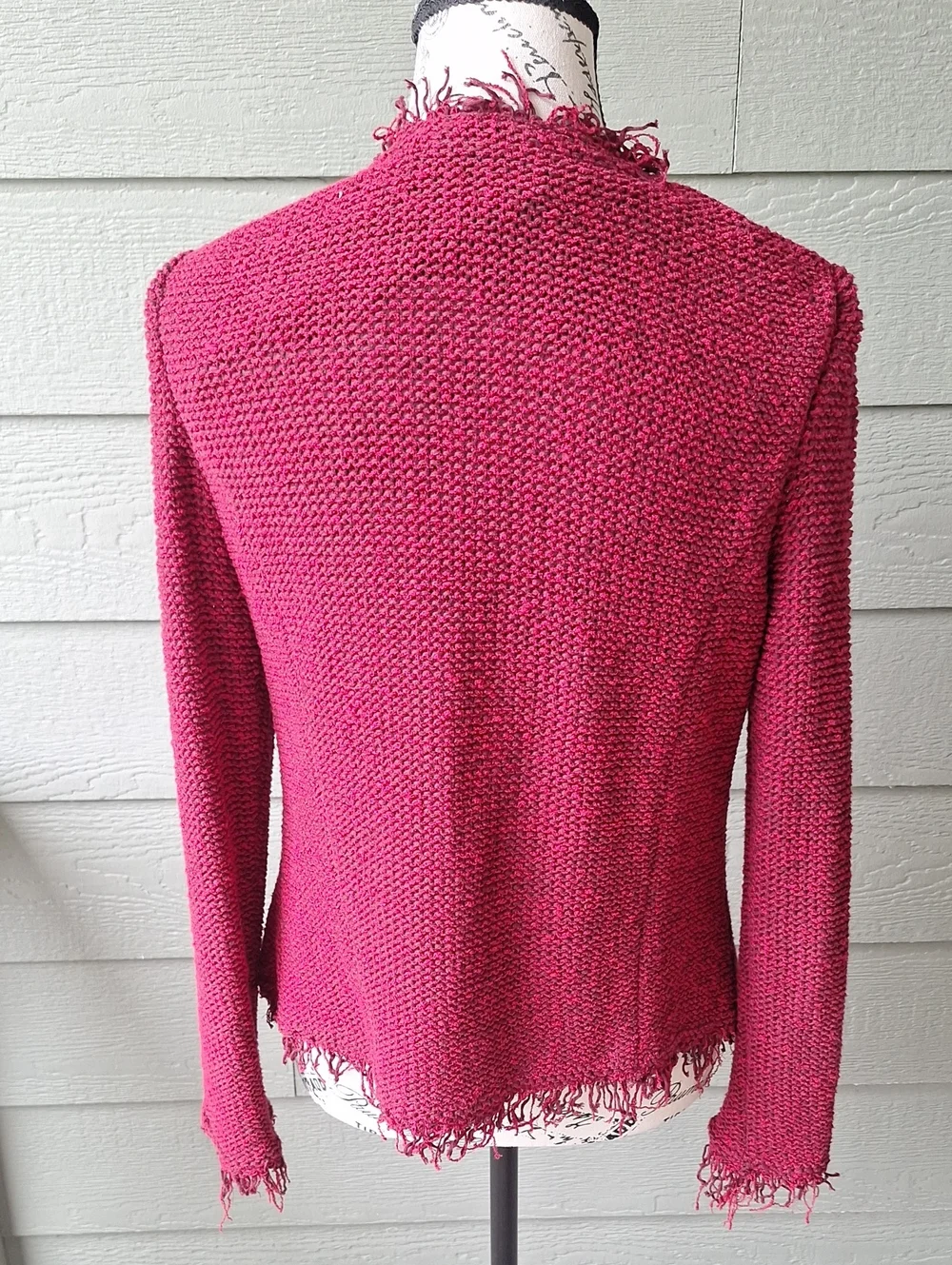 Iro Shavoni Fringe Hem Knit Cardigan Dark Red Size 40 / US 8 - Picture 8 of 10